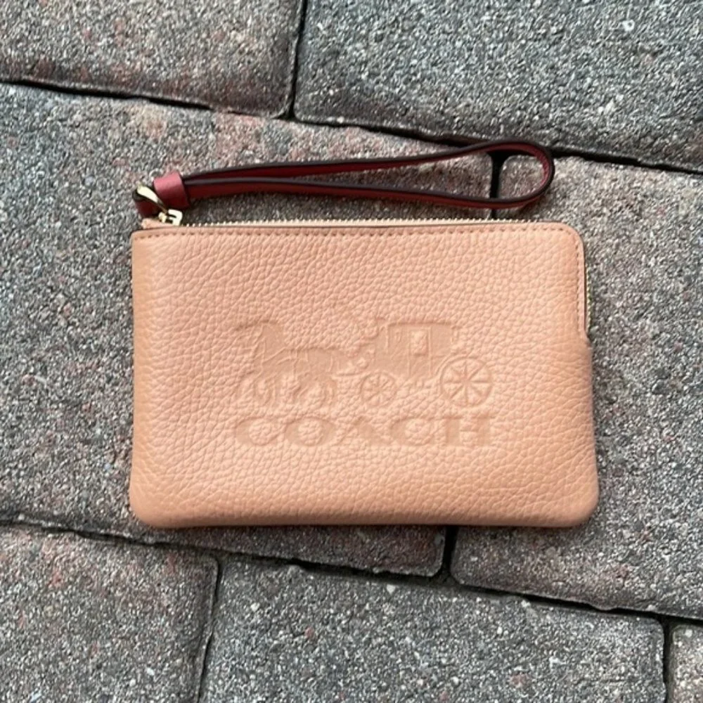 Coach Corner Zip Wristlet In Colorblock With Horse And Carriage